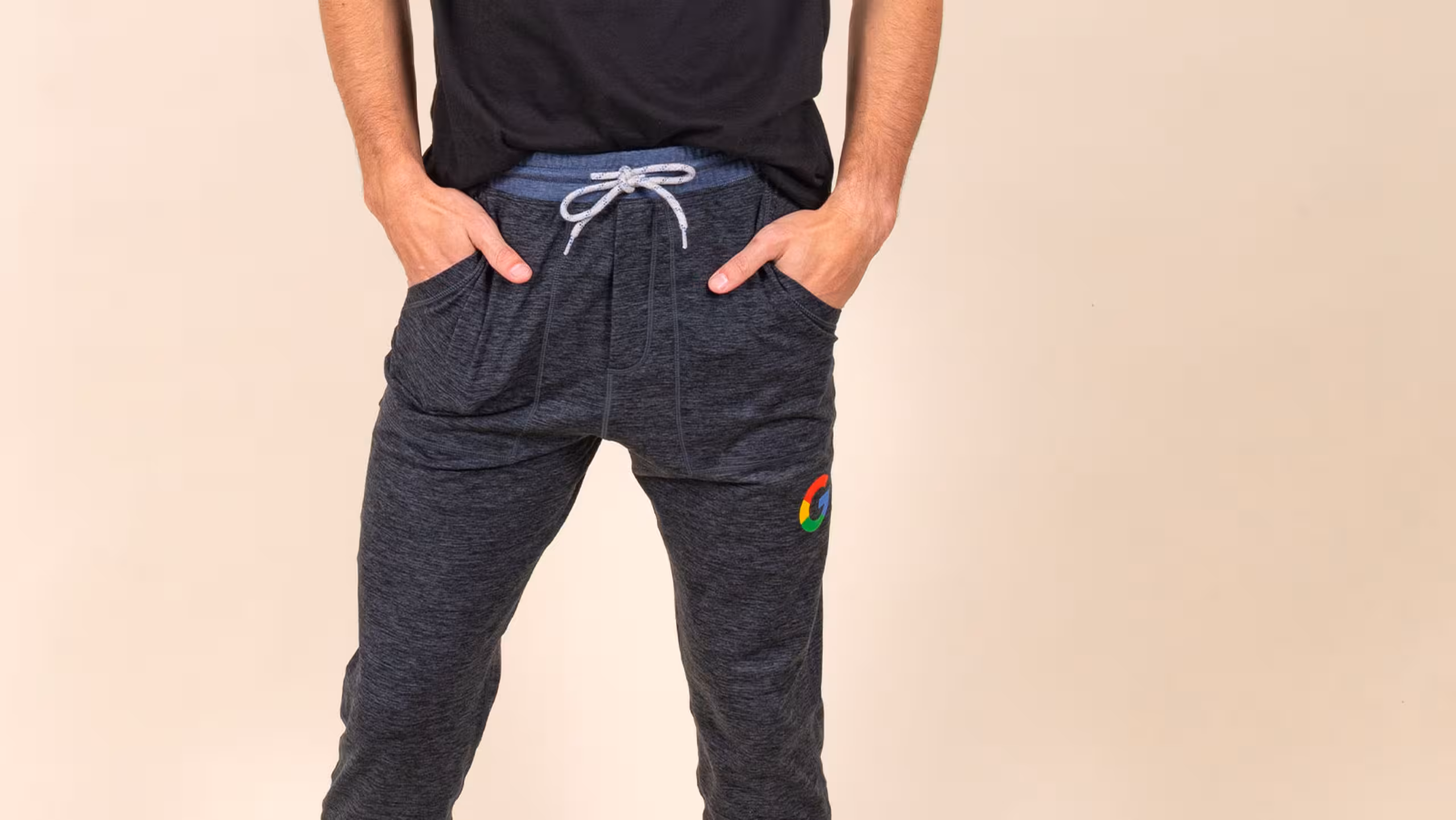 man wearing grey joggers