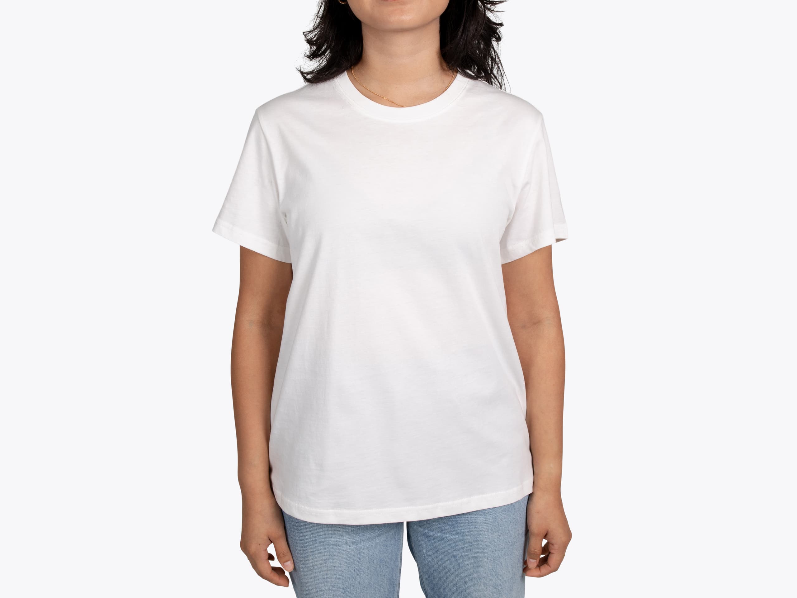 AS Colour 4001G Women's Maple Organic Tee in Natural (model:female, size:medium, view:front)