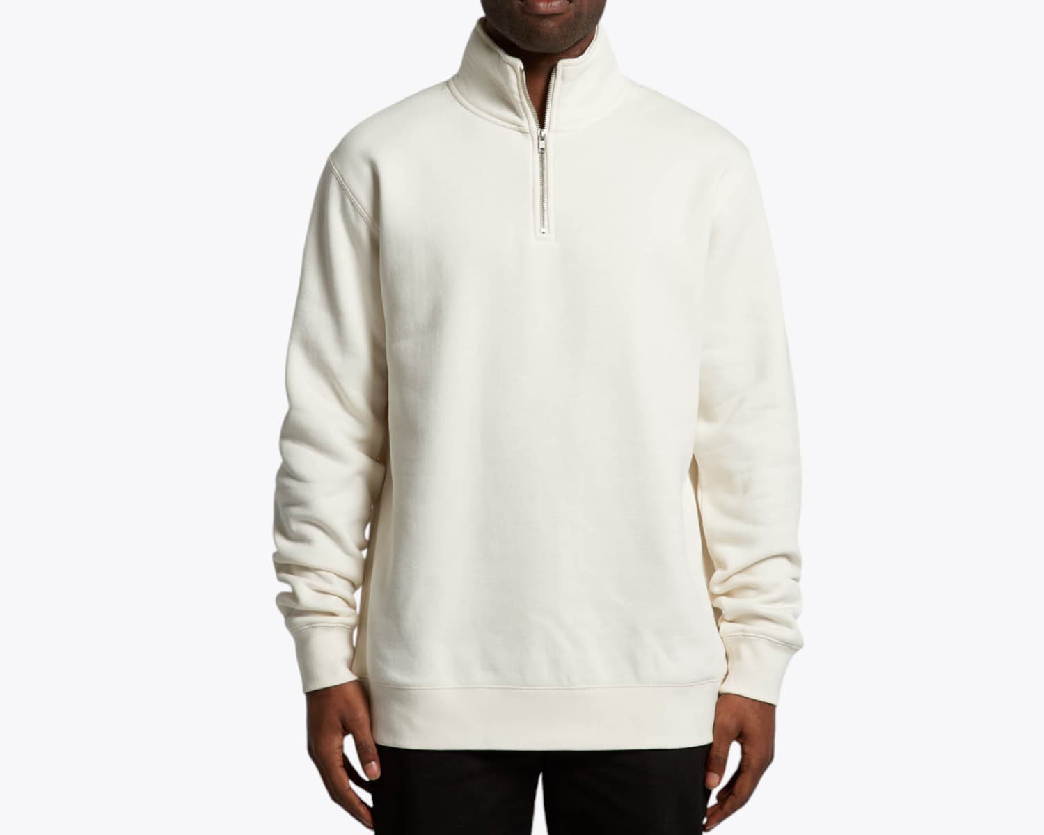 AS Colour 5125 Stencil Half Zip Crew in Ecru (size:medium, view:front)